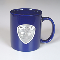 Blue porcelain SPVM Coffee Mug.