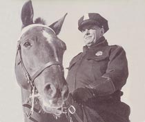 Policier et sa monture à Montréal, au début des années 60